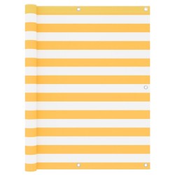 Écran de balcon Blanc et jaune 120x300 cm Tissu Oxford 