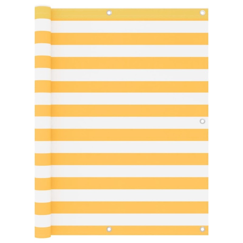 Écran de balcon Blanc et jaune 120x300 cm Tissu Oxford Écran de balcon Blanc et jaune 120x300 cm Tissu Oxford