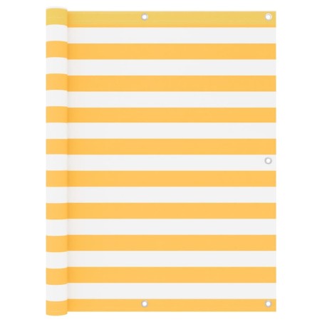 Écran de balcon Blanc et jaune 120x300 cm Tissu Oxford 