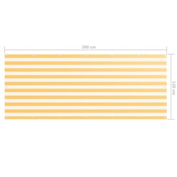 Écran de balcon Blanc et jaune 120x300 cm Tissu Oxford 