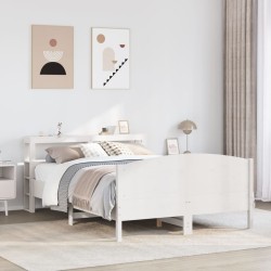 Cadre de lit sans matelas blanc 135x190 cm bois de pin massif 