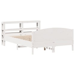 Cadre de lit sans matelas blanc 135x190 cm bois de pin massif 