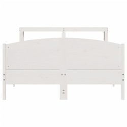 Cadre de lit sans matelas blanc 135x190 cm bois de pin massif 