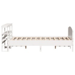 Cadre de lit sans matelas blanc 135x190 cm bois de pin massif 