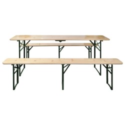 Table de brasserie pliable avec 2 bancs 220 cm Bois de sapin 