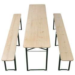 Table de brasserie pliable avec 2 bancs 220 cm Bois de sapin 