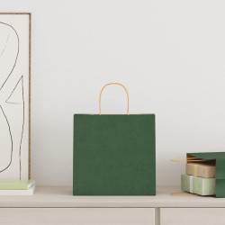 Sacs en papier 50 pcs avec poignées vert 26x17x25 cm 