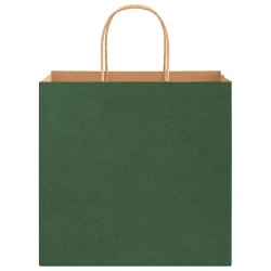 Sacs en papier 50 pcs avec poignées vert 26x17x25 cm 