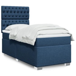 Sommier à lattes de lit avec matelas Bleu 90x190 cm Tissu 