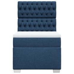 Sommier à lattes de lit avec matelas Bleu 90x190 cm Tissu 