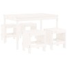 Ensemble à manger de jardin 5pcs blanc bois massif de pin 