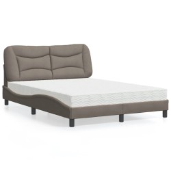 Lit avec matelas taupe 120x200 cm tissu 
