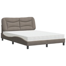 Lit avec matelas taupe 120x200 cm tissu 