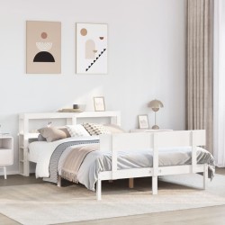 Cadre de lit sans matelas blanc 160x200 cm bois de pin massif 