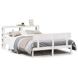 Cadre de lit sans matelas blanc 160x200 cm bois de pin massif 