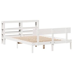 Cadre de lit sans matelas blanc 160x200 cm bois de pin massif 