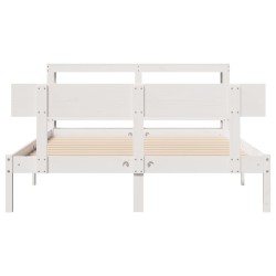 Cadre de lit sans matelas blanc 160x200 cm bois de pin massif 