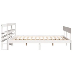 Cadre de lit sans matelas blanc 160x200 cm bois de pin massif 
