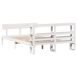 Cadre de lit sans matelas blanc 160x200 cm bois de pin massif 