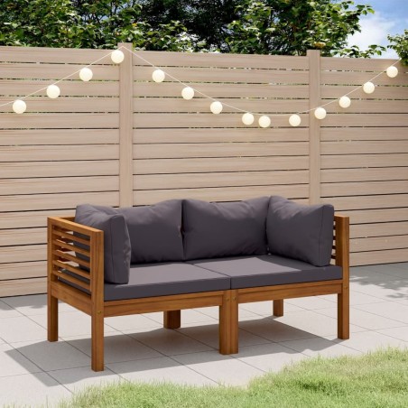 Canapé de jardin à 2 places avec coussin Bois d'acacia massif 