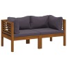 Canapé de jardin à 2 places avec coussin Bois d'acacia massif 
