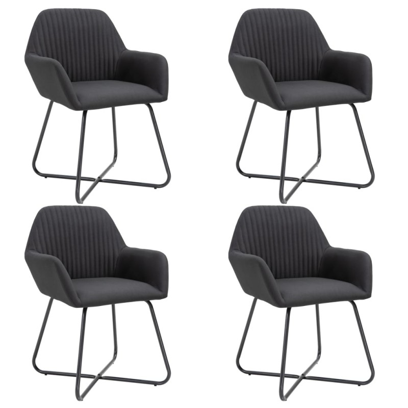 Chaises à manger lot de 4 noir tissu 