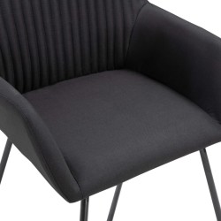 Chaises à manger lot de 4 noir tissu 