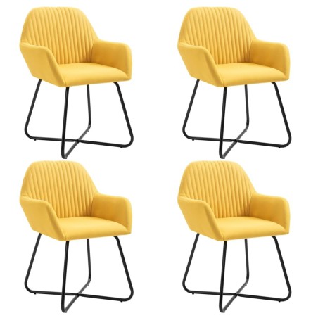 Chaises à manger lot de 4 jaune tissu 
