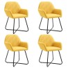 Chaises à manger lot de 4 jaune tissu 