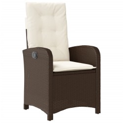 Ensemble à manger de jardin 3 pcs et coussins marron poly rotin 