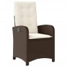 Ensemble à manger de jardin 3 pcs et coussins marron poly rotin 