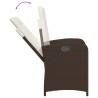 Ensemble à manger de jardin 3 pcs et coussins marron poly rotin 
