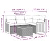 Salon de jardin 5 pcs avec coussins gris résine tressée 
