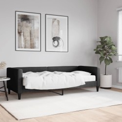 Lit de jour avec matelas noir 80x200 cm tissu 