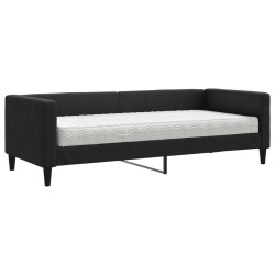 Lit de jour avec matelas noir 80x200 cm tissu 