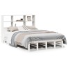 Lit bibliothèque sans matelas blanc 135x190 cm bois massif 
