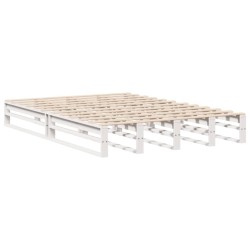 Lit bibliothèque sans matelas blanc 135x190 cm bois massif 