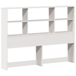 Lit bibliothèque sans matelas blanc 135x190 cm bois massif 
