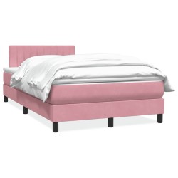 Sommier à lattes de lit avec matelas rose 120x220 cm velours 