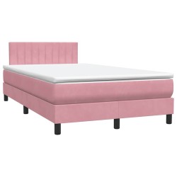 Sommier à lattes de lit avec matelas rose 120x220 cm velours 