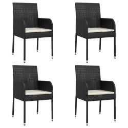 Ensemble à manger de jardin coussins 5pcs Noir Résine tressée 