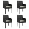 Ensemble à manger de jardin coussins 5pcs Noir Résine tressée 
