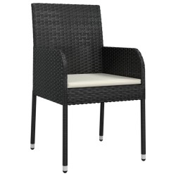 Ensemble à manger de jardin coussins 5pcs Noir Résine tressée 