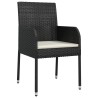 Ensemble à manger de jardin coussins 5pcs Noir Résine tressée 