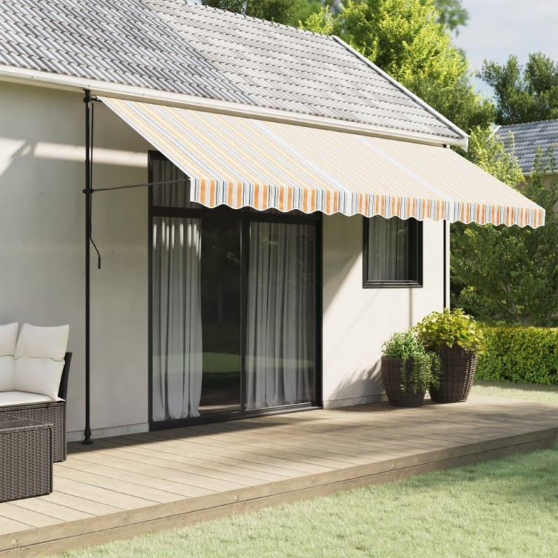 Tissu de remplacement de cantonnière d’auvent multicolore 4,5 m 