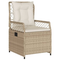 Ensemble à manger de jardin et coussins 3 pcs Beige poly rotin 