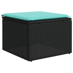 Salon de jardin 4 pcs avec coussins noir résine tressée 