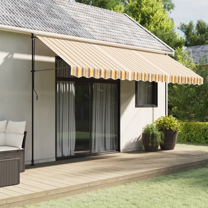 Tissu de remplacement de cantonnière d’auvent rayure jaune gris 