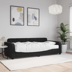Lit de jour avec matelas noir 90x190 cm velours 