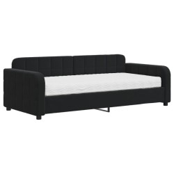 Lit de jour avec matelas noir 90x190 cm velours 
